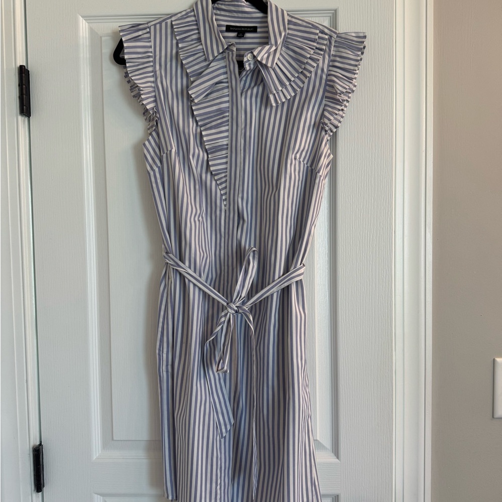 NWOT Banana Republic Blue and White Striped Midi Dress